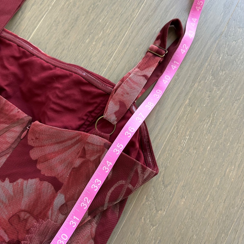 Hutch Burgundy Floral Tiered Maxi Dress, hemmed to midi length - Picture 10 of 12